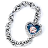 MLB Womens New York Yankees Tophat Logo Crystal Accented Heart Watch #MH NY5