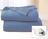 Sunbeam Full Denim Blue Electric Heated Warming Blanket