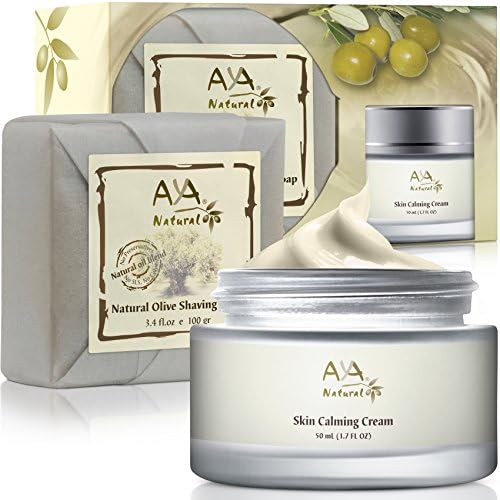 Shaving Soap &amp; After Shave Cream Set - Premium Natural Vegan Shave Soap 3.4 oz &amp; Skin Relaxation Creme 1.7 oz - Shea, Olive, Jojoba, Avocado and Almond Oils Blend Kit