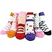 KF Baby Non-Skid Baby Girl Shoe Socks, 6 Pairs, for 12-24 Months