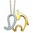 Two Tone Diamond Elephant Pendant Necklace