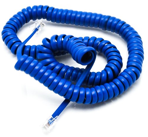 Telephone Cord Handset Curly - Tough Long Lasting And Resilient - Phone Color Classic Blue 25ft - 2 Year Replacement Warranty - Works on virtually all Trimline Phones and Princess Telephones - Also Available in 15ft Cord Lengths - Landline Telephone Accessory - TM iSoHo Phones