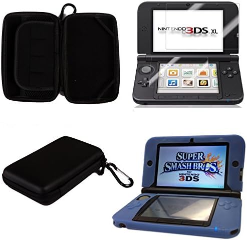 HDE Protective Hard Carrying Case for Nintendo 3DS XL [Nintendo DS] + Blue Gel Skin &amp; Screen Protector
