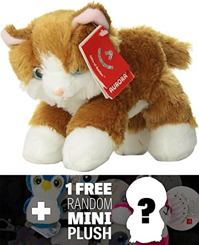 Tabby Cat: ~8" Aurora World Mini Flopsie Plush Series + 1 FREE Aurora Mini-Plush Charm Bundle