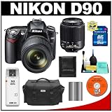 Nikon D90 Digital SLR Camera with 18-105mm VR + 55-200mm AF-S DX Zoom-Nikkor Lens + 16GB Card + EN-EL3e Battery + Case + Accessory Kit