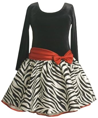 Bonnie Jean Girls 4-6x Velvet Bodice to Drop Waist Zebra Print Skirt