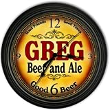 Greg 's Beer and Ale Black Cascading Pub Style Wall Clock
