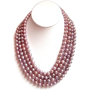 HinsonGayle DIVA Collection Exotic Lavender Circle Baroque Cultured Pearl Rope Necklace (82 Inches)