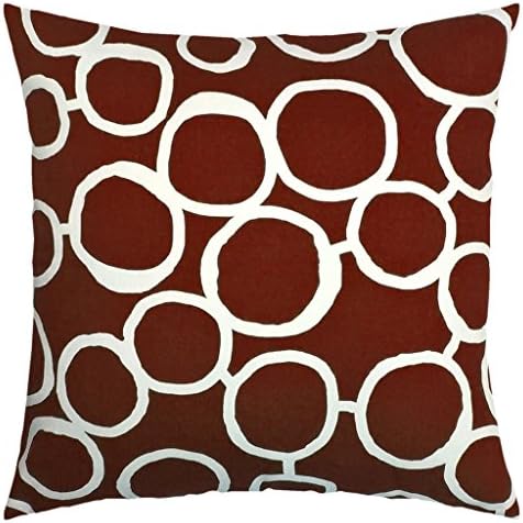 Cotton Canvas Circle Two Side Square Accent Decorative Throw Pillow Cover (Brown/White for 18 x 18 Inserts)