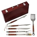 Premium Stainless Steel Barbecue Tool Set with Wood Case