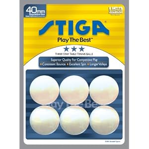 Stiga T0640 3-Star Table Tennis Balls, 6-Pack (White) by 