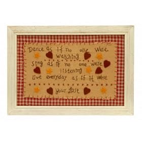 EMBROIDERED WALL PLAQUE - "DANCE AS IF NO ONE.."