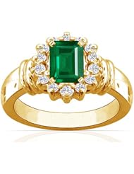 18K Yellow Gold Emerald Cut Emerald Ring With Sidestones (GIA Certificate)