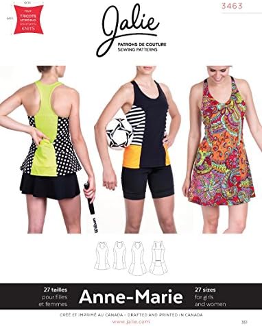 Jalie Anne-Marie Racerback Tank and Dress Built in Bra Sewing Pattern 3463