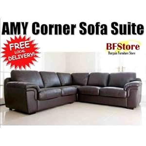 AMY Corner Sofa Suite in Brown PU Leather: Amazon.co.uk: Kitchen & Home