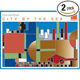 Pomegranate Frank Lloyd Wright/City By The Sea Standard Boxed Note Card Set (Pack of 2)