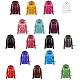 WOMENS LONG SLEEVE COLOURED HOODED TOP LADIES ZIPPER HOODIE
