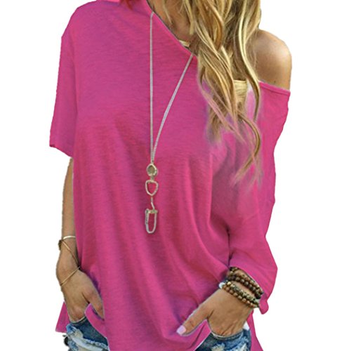 Kwok Blouse,Women's Sleeve Casual Tops T-Shirt Hot Pink