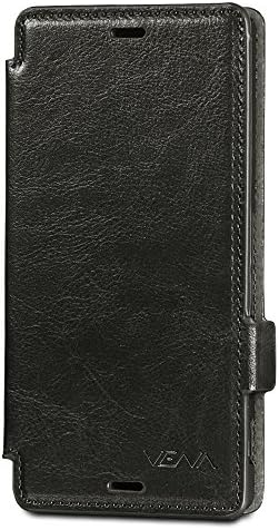 Sony Xperia Z3 Wallet Case - VENA [vFolio] Slim Fit Vintage Leather Flip Stand Wallet Case with Card Slots for Sony Xperia Z3 (Black)