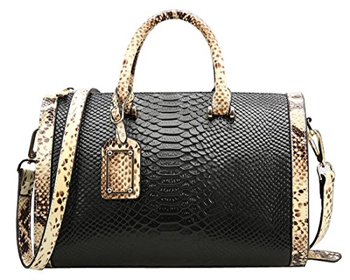 Heshe Leather New Lady's Casual Fashion Crocodile & Serpentine Top Handle Tote Shoulder Crossbody Bag Satchel Purse Women's Handbag