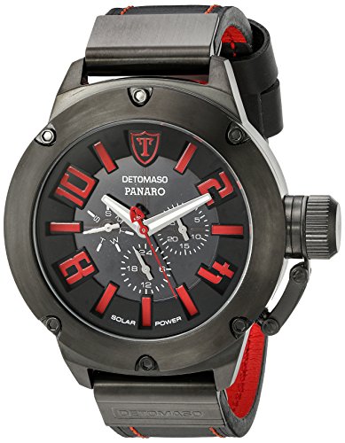DETOMASO Men's DT1054-B PANARO XXL Solar Trend mehrfarbig/schwarz Analog Display Japanese Quartz Black Watch