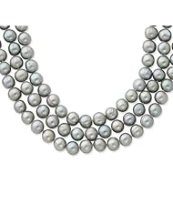 Sterling Silver 8-8.5mm Fw Cult. Pearl Grey Necklace, Best Quality Free Gift Box Satisfaction Guaranteed