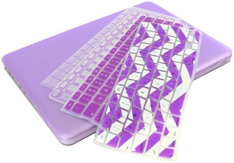 UHURU Great Deal Bundle for Apple Macbook / Macbook Pro with or without Retina Display - Ultra Slim Crystal See Through Hard Case + 4 Different Styles Silicone TPU Chevron Keyboard Covers (Macbook Pro 13" A1278, Purple)