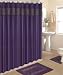 4 Piece Bath Rug Set/ 3 Piece Purple Leopard Bathroom Rugs with Fabric Shower Curtain and Matching Rings