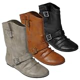 Journee Collection Faux Suede Buckle Accent Boot