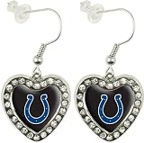 NFL Indianapolis Colts Crystal Heart Earrings with Team Logo