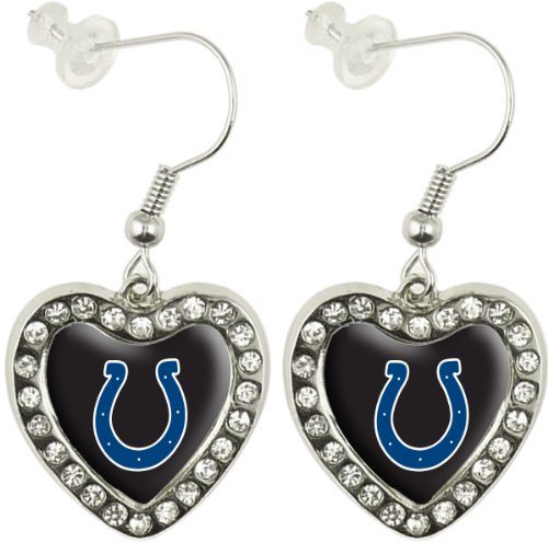 NFL Indianapolis Colts Crystal Heart Earrings with Team Logo