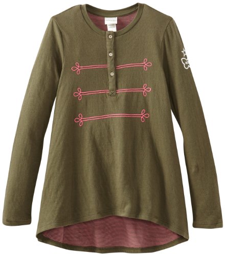 Diesel Girls 7-16 Tesafin Long Sleeve Double Layer Button Tee With Stripes