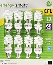 GE 13-Watt Energy Smart Fluorescent Light Bulbs, 8 Pack, 60 Watt Replacement

