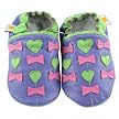 Baby Hearts and Bows Appliqué Slip-On Leather Shoes - Violet Multi