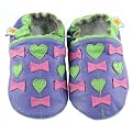 Baby Hearts and Bows Appliqué Slip-On Leather Shoes - Violet Multi