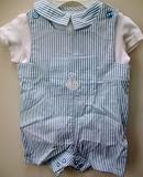 Baby Boy Size 3 Months, 2 Pc, Blue and White Striped Sailor Dress Boat