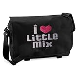 Black messenger bag with silver and pink sparkling glitter print