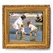 Children Playing at the Seashore - Gold Frame Magnet with pop-out easel (2-3/4" x 2-1/2")