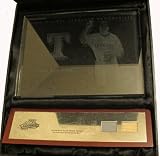 Alex Rodriguez 2003 Playoff Absolute Memorabilia Glass Artwork Game Used Bat Game Worn Jersey Plaque Serial #098/100