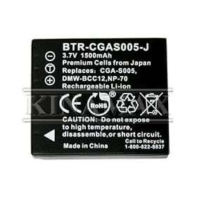 Kinamax BTR-CGAS005-J 1500mAh CGA-S005/NP-70 Replacement Battery for Panasonic and FujiFilm - Premium Japanese Cells