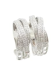 Women 14k White Gold 1.79ctw diamond Hoop earring 46 LE137 Size 11.96