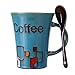 GOGOKING Coffee Mugs Simple Creative Retro Cup With Spoon Beverage Cup Gift Cups 11 Oz Water Mugs(blue)