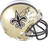 Drew Brees Autographed Mini Helmet | Details: - Half New Orleans Saints and Half Super Bowl XLIV Logo, SB XLIV Champ Inscription