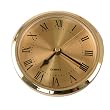 Clock Quartz Movement Insert Round 3 1/2" Gold Tone Dial with Roman Numerals Black