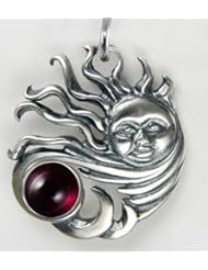 The Sun in Sterling Silver and Accented with Genuine Garnet ...Jewelry Made in America