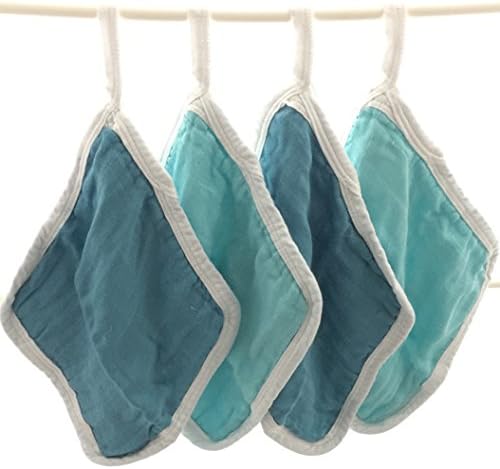 Cozy Babe Bamboo Muslin Washcloths - Simply Aqua 4pk