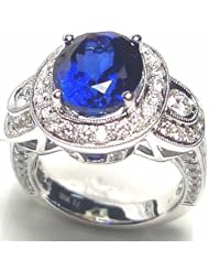 18K White Gold Tanzanite and Diamond Ring -- LIFETIME WARRANTY