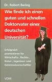  : Wie finde ich einen guten und schnellen Doktorvater einer deutschen Universit&auml;t?