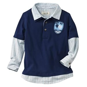 Infant Toddler Boys' Cherokee® Blue Long-sleeve 2fer Woven Knit Shirt