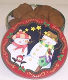 Gourmet Food : Scott's Cakes 1 lb. Christmas Ginger Snap Cookies in a Seasons Greetings Tin